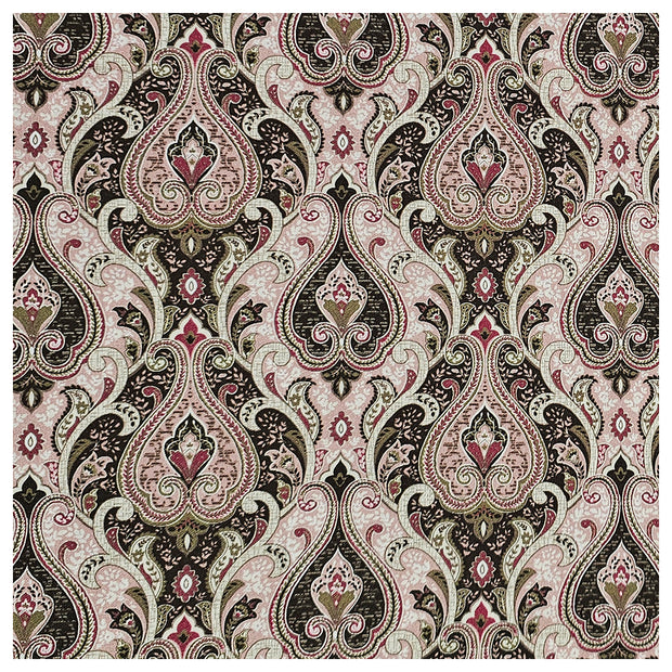 Baumwollsatin Siena Ornamente altrosa und olivgrün