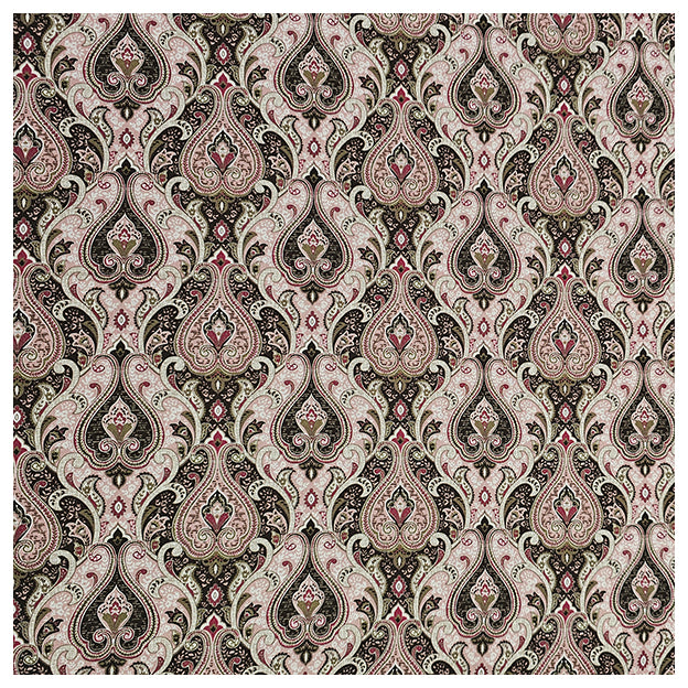 Baumwollsatin Siena Ornamente altrosa und olivgrün