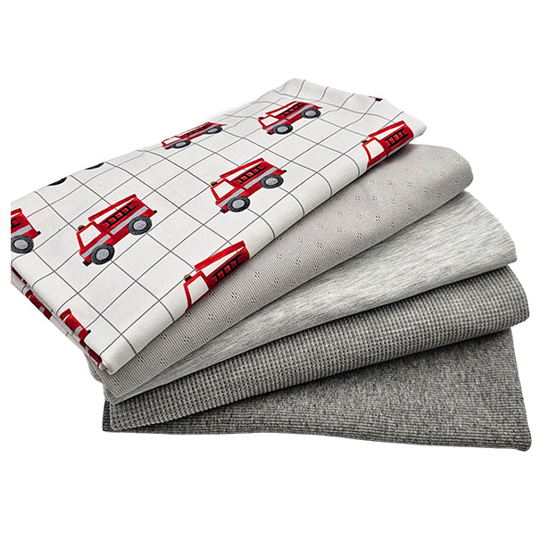 Stoffbox Jersey Feuerwehrautos mit Bündchen