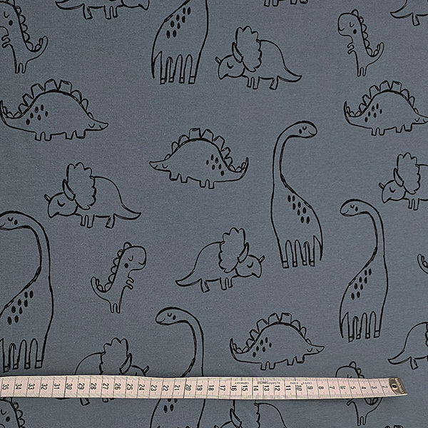 French Terry Dinosaurier indigoblau
