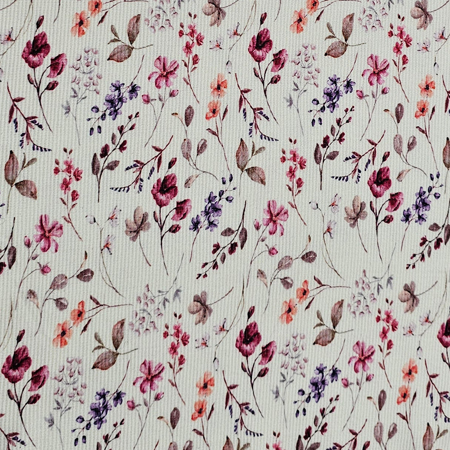 Rippjersey Blumen wollweiß