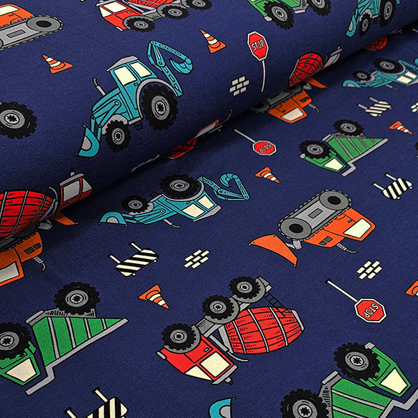 French Terry Fahrzeuge blau