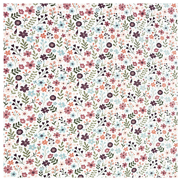 Jersey bunte Blumen wollweiß