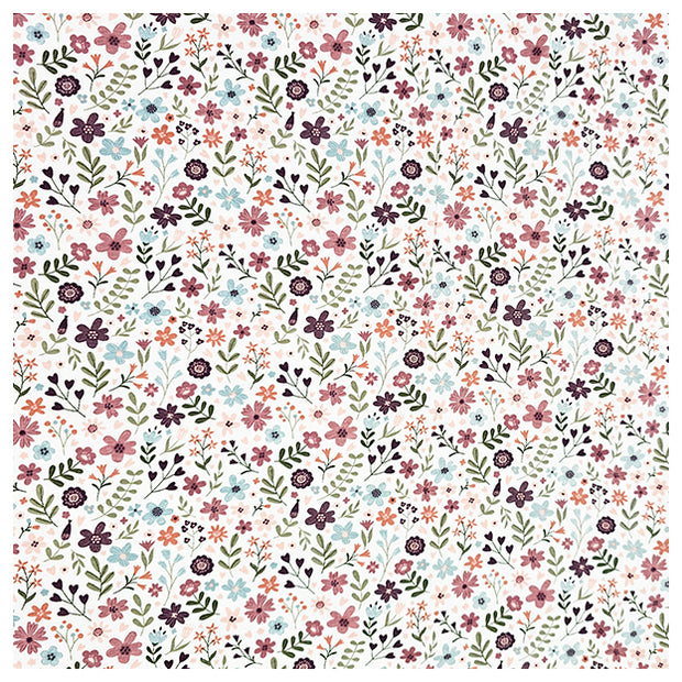 Jersey bunte Blumen wollweiß