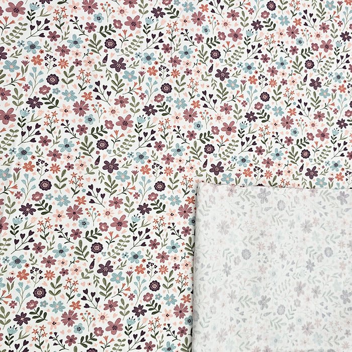 Jersey bunte Blumen wollweiß