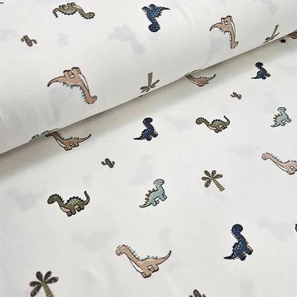 Jersey Dinosaurier mit Pflanzen wollweiß
