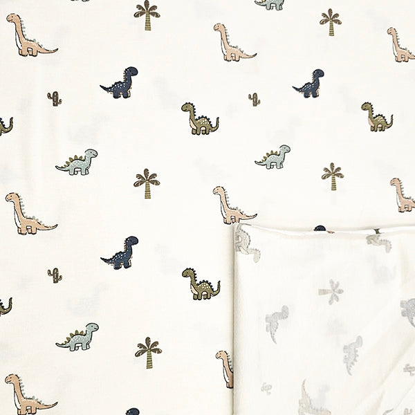 Jersey Dinosaurier mit Pflanzen wollweiß