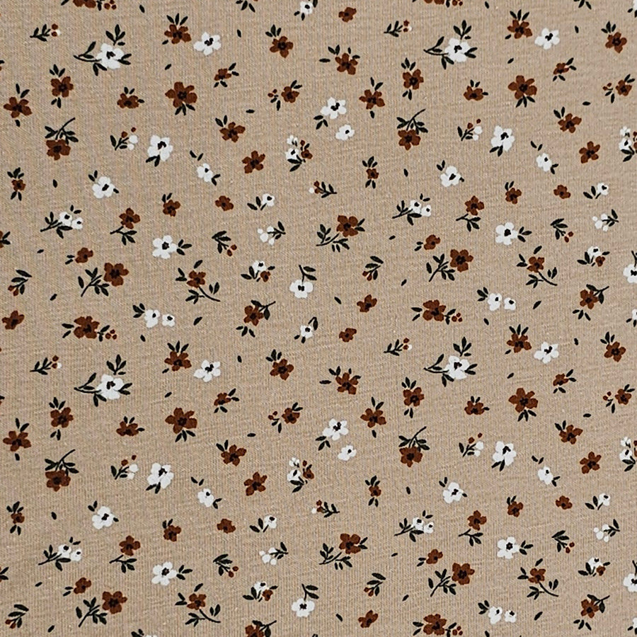 Jersey Blumen beige