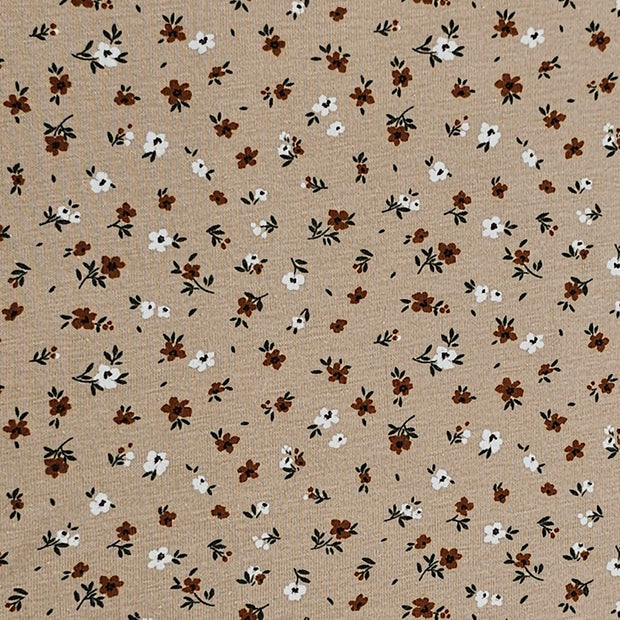 Jersey Blumen beige