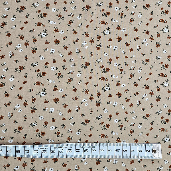 Jersey Blumen beige