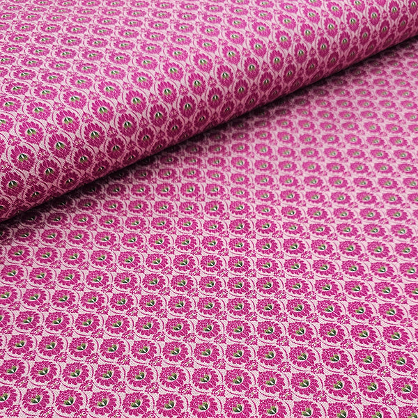 Baumwoll-Köper kleine Ornamente fuchsia