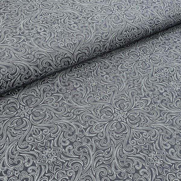 Baumwoll-Köper Halbdruck nachtblau und weiß