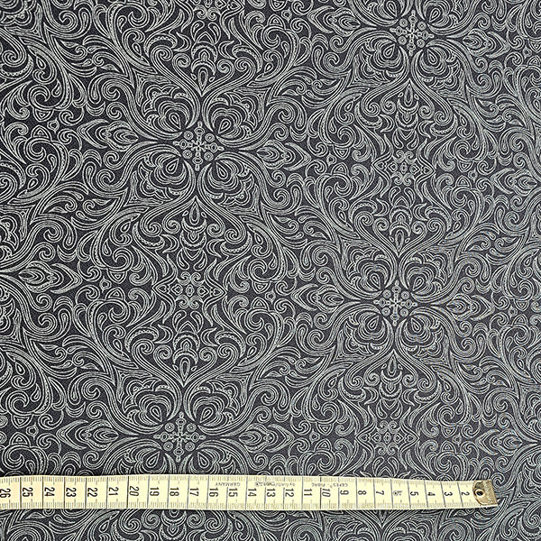 Baumwoll-Köper Halbdruck nachtblau und weiß