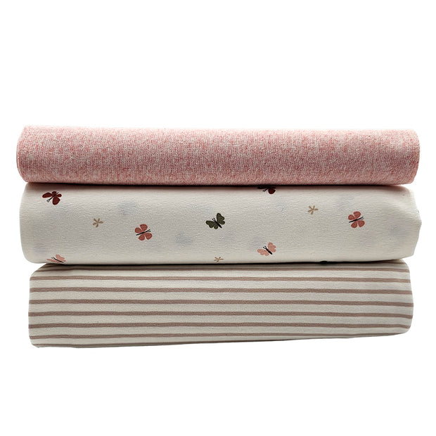 Jersey Stoffpaket Schmetterlinge und Streifen mit Bündchen