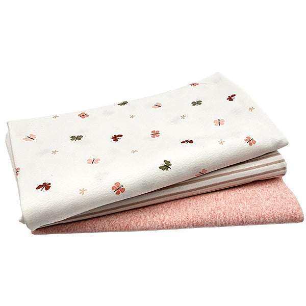 Jersey Stoffpaket Schmetterlinge und Streifen mit Bündchen