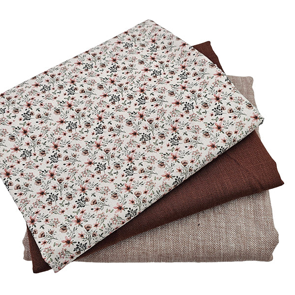 Trachten Stoffpaket braun und Fischgrät mit Blumen Schürze