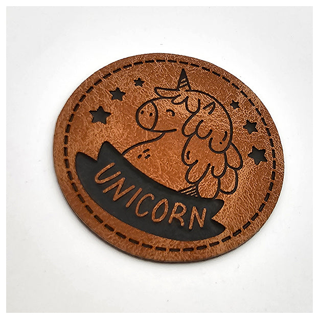 Label Einhorn aus Kunstleder
