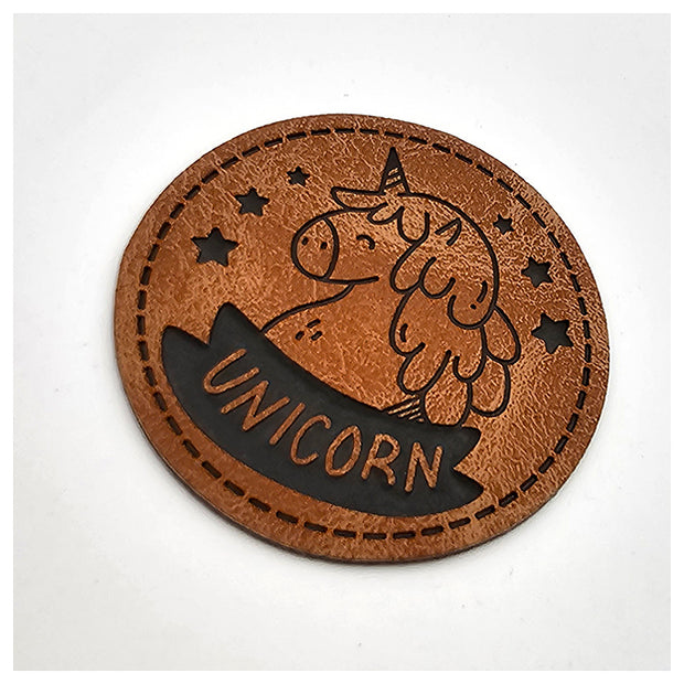 Label Einhorn aus Kunstleder