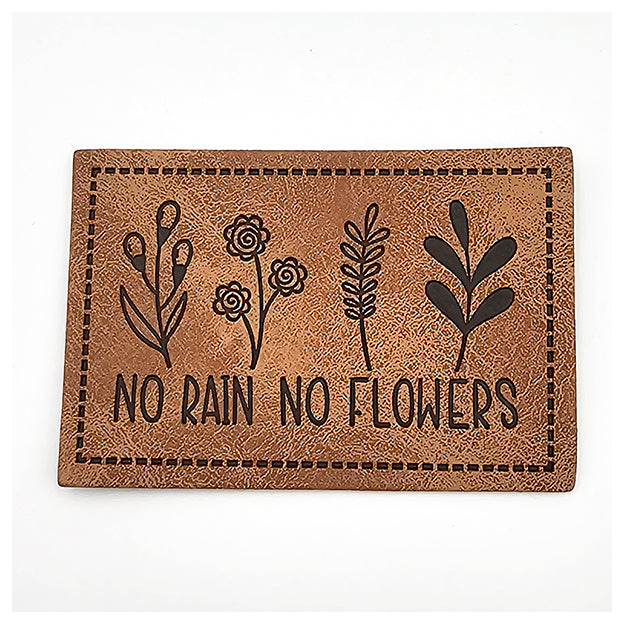 Label no rain aus Kunstleder