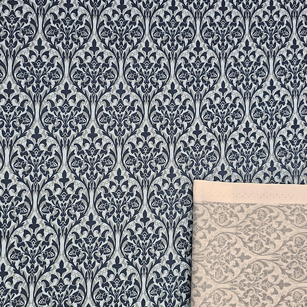 Baumwollsatin Ornamente blau und hellblau