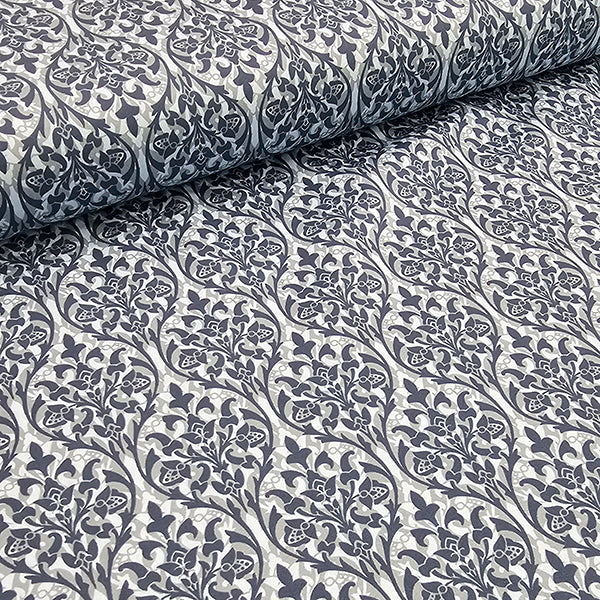 Baumwollsatin Ornamente blau und hellblau