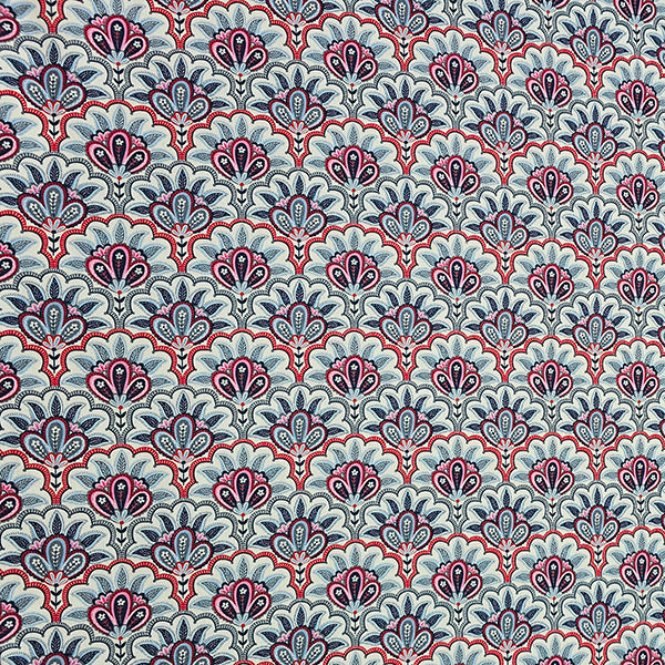 Baumwollsatin Siena Floral blau, rosa und rot
