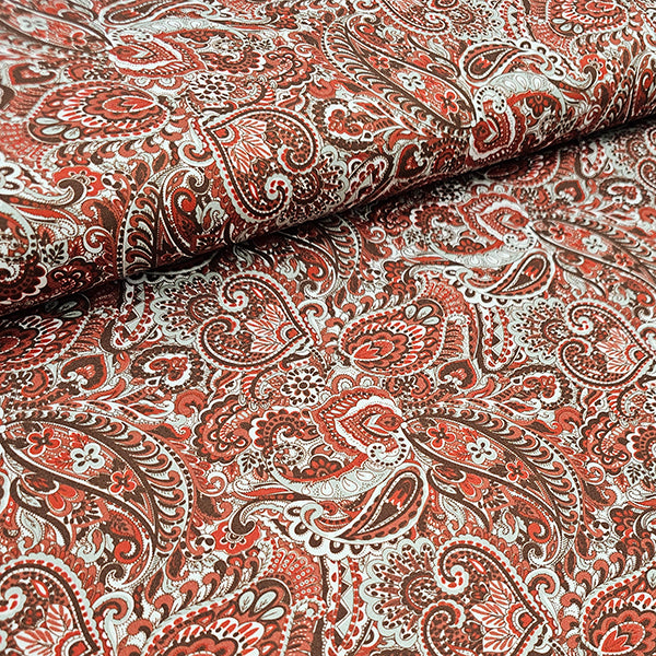 Baumwollsatin Siena Paisley terra und rot