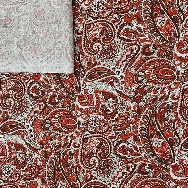 Baumwollsatin Siena Paisley terra und rot