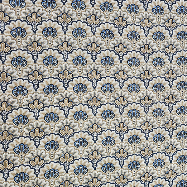 Baumwollsatin Siena Floral dunkelblau und beige