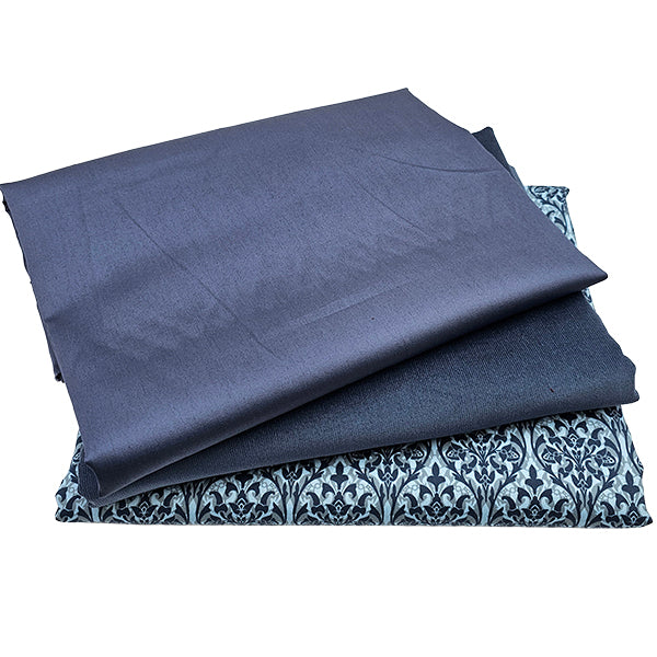 Trachten Stoffpaket Babycord jeansblau und Ornamente mit Schürze