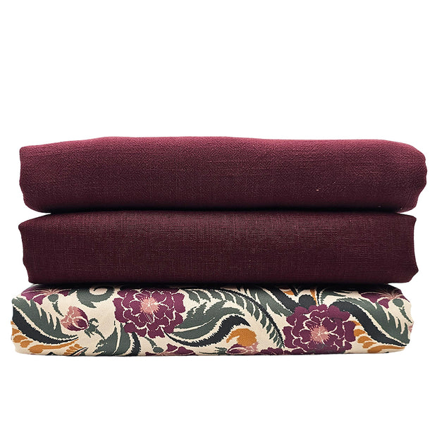 Trachten Stoffpaket weinrot und Paisley bunt mit  Schürze