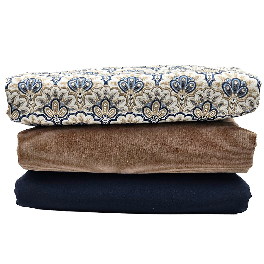 Trachten Stoffpaket Babycord beige und marine mit Schürze