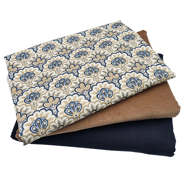 Trachten Stoffpaket Babycord beige und marine mit Schürze