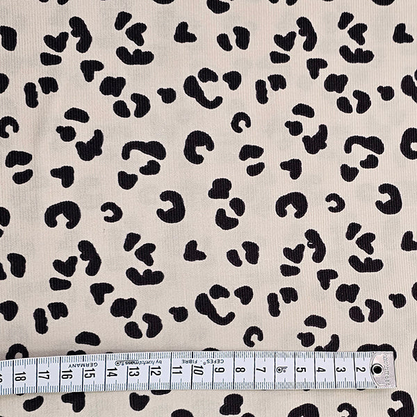 Babycord Leoprint naturweiß