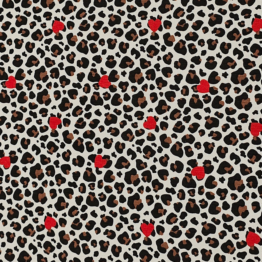 Jersey Leoprint mit Herzen