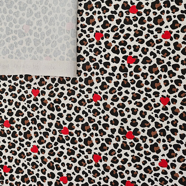Jersey Leoprint mit Herzen