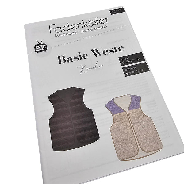 Papierschnittmuster Basic Weste Kinder Größe 74-164