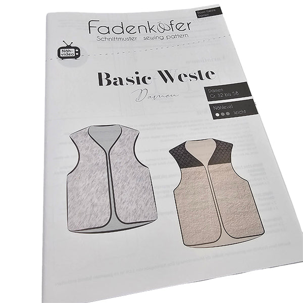 Papierschnittmuster Basic Weste Damen Größe 32-58