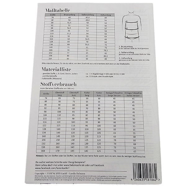 Papierschnittmuster Hemdjacke Kinder Größe 74-164