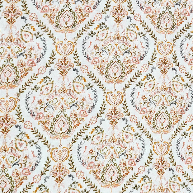 Baumwollsatin Siena Ornamente orange und grau