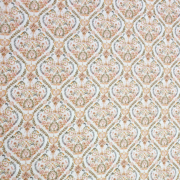 Baumwollsatin Siena Ornamente orange und grau