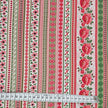 Baumwollsatin Siena Blumen und Streifen rot, sand und grün