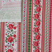 Baumwollsatin Siena Blumen und Streifen rot, sand und grün