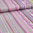Baumwollsatin Siena Blumen und Streifen rosa, flieder und grün