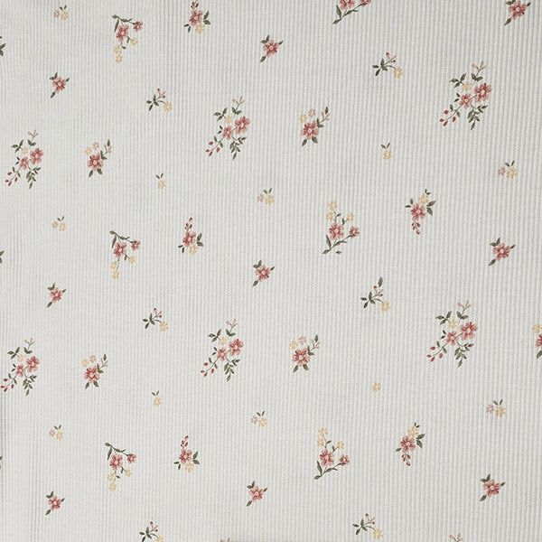 Rippjersey Blumen ecru