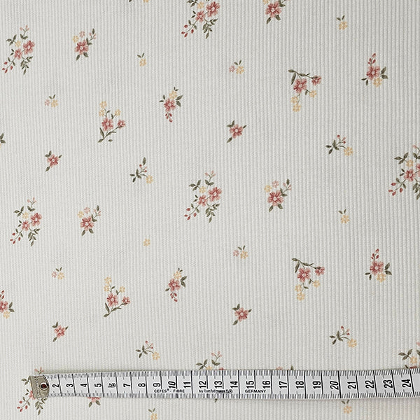 Rippjersey Blumen ecru
