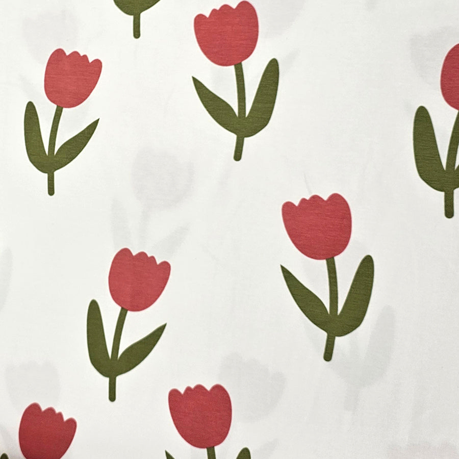 Jersey Tulpen rosa und wollweiß
