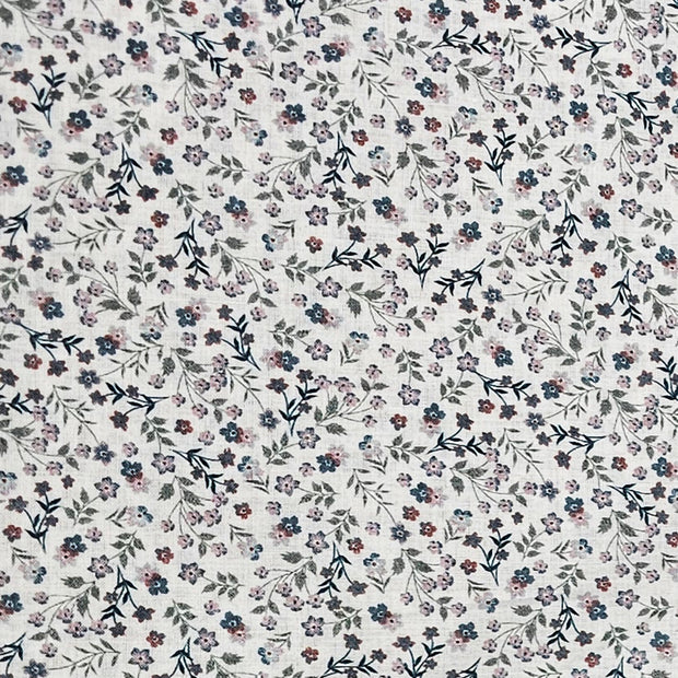 Baumwoll-Voile Digital Blumen grün und altrosa