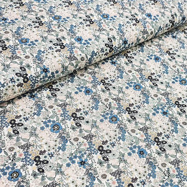 Baumwoll-Voile Digital Blumen grün, mint und blau