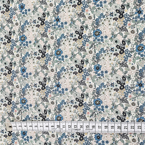 Baumwoll-Voile Digital Blumen grün, mint und blau